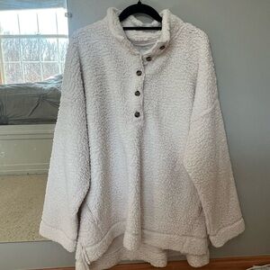 Aerie Cream Sherpa Pullover Size XL